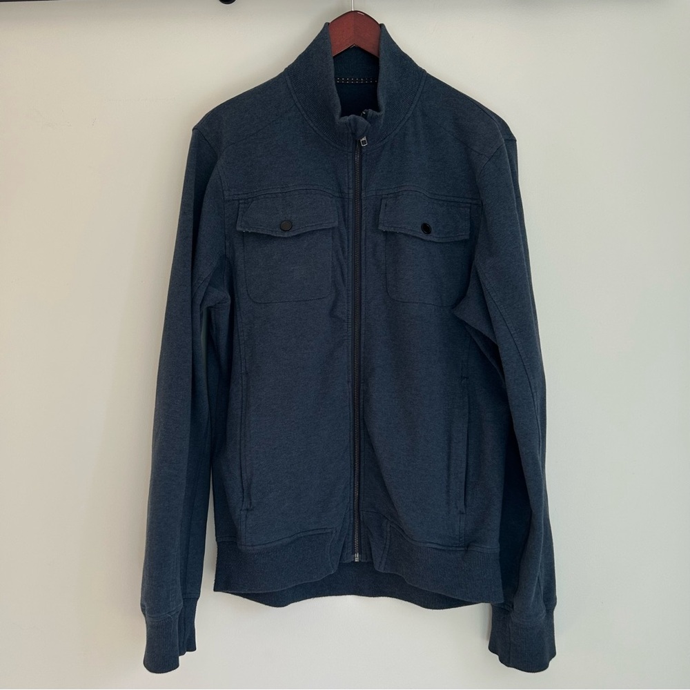 Lulu Navy Zip-Up Sweatshirt Collared Jacket Medium
